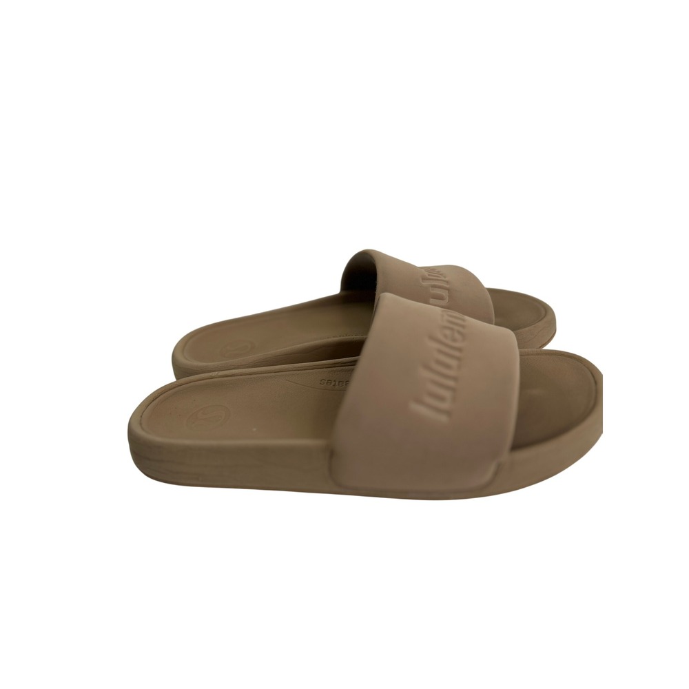 Lululemon Restfeel Graphic Logo Slide Sandals Beech Wood Size 7 - Picture 5 of 7